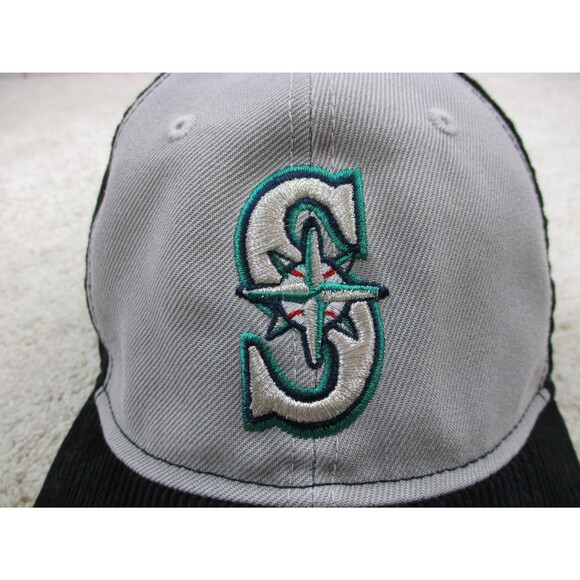 Seattle Mariners Hat Cap Strap Back Gray Black Corduroy MLB Baseball New Era Men - Picture 3 of 10